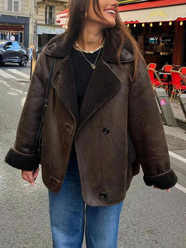 Drune | Cozy oversized fleece-lined jacket with a lapel collar