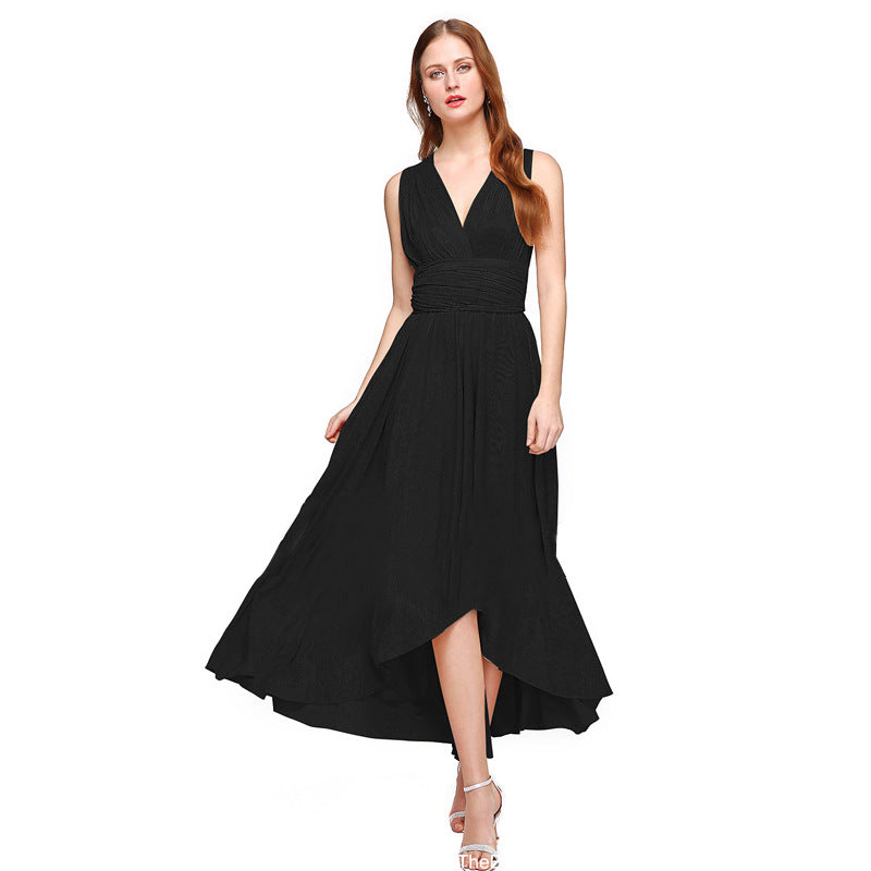 Damen Maxikleid mit fließendem A-Linien-Schnitt und tiefem V-Ausschnitt Drune