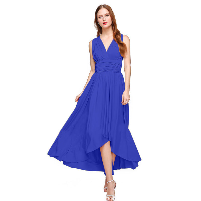 Damen Maxikleid mit fließendem A-Linien-Schnitt und tiefem V-Ausschnitt Drune