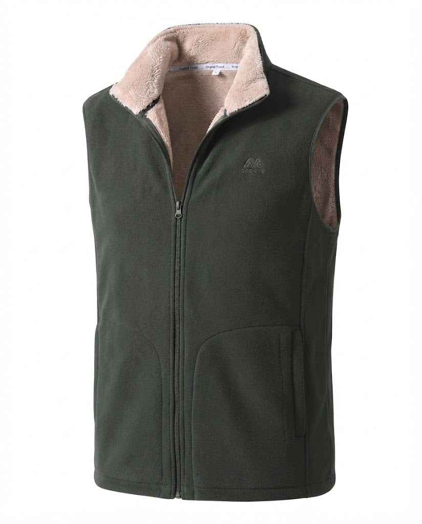 Herren Thermo Fleece Weste mit Sherpa Futter, hohem Stehkragen und versteckten Seitentaschen