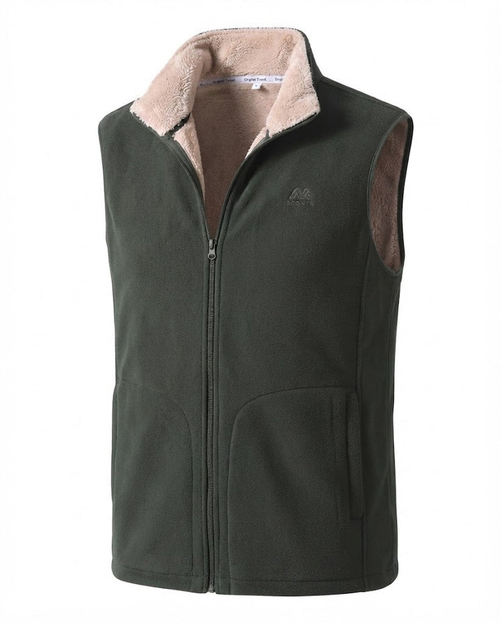 Herren Thermo Fleece Weste mit Sherpa Futter, hohem Stehkragen und versteckten Seitentaschen