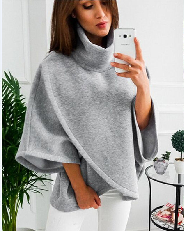 Damen kuscheliger Oversize-Pullover mit hohem Kragen Drune