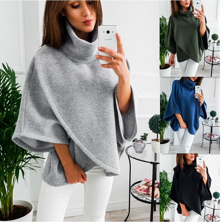 Damen kuscheliger Oversize-Pullover mit hohem Kragen Drune