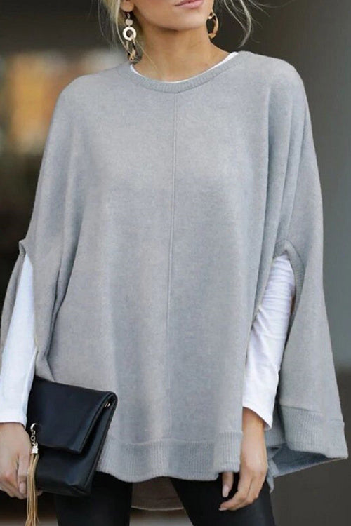 Drune | Rosiedress Rundhals Batwing Ärmel Umhang Top
