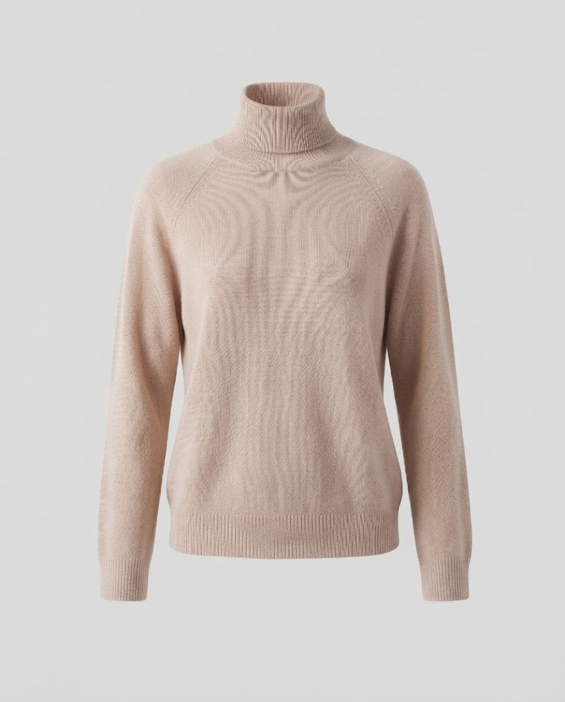 Damen Feinstrick-Rollkragenpullover aus Kaschmir-Mix mit Raglanärmeln und feinem Rippbund Drune