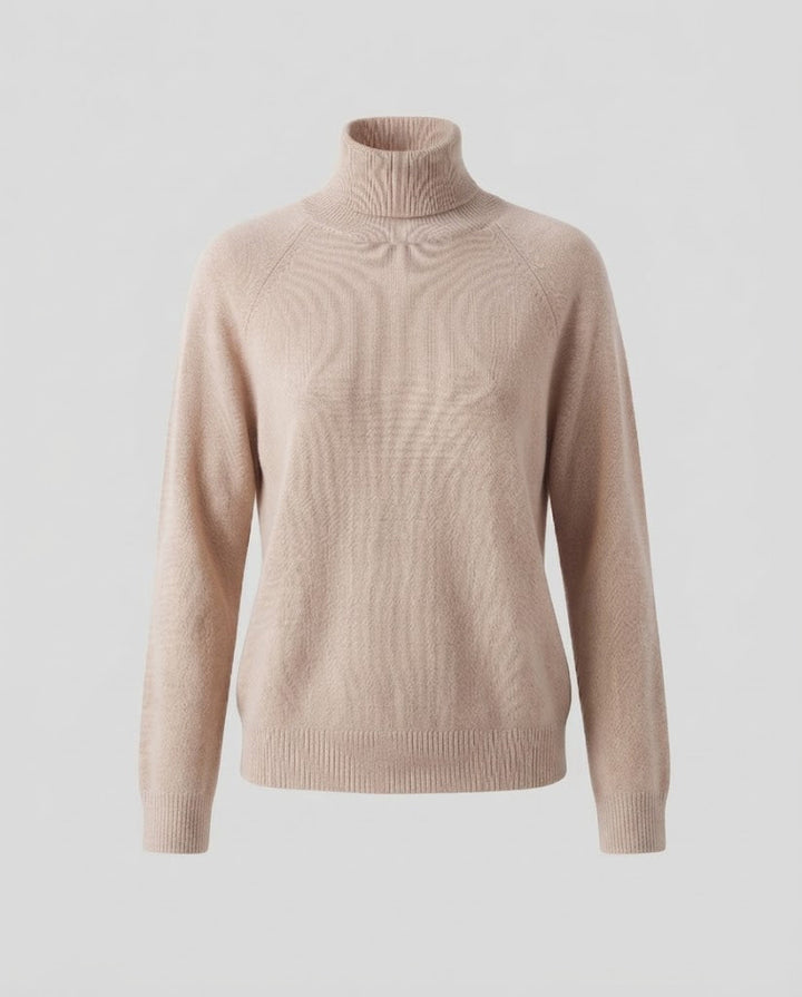 Damen Feinstrick-Rollkragenpullover aus Kaschmir-Mix mit Raglanärmeln und feinem Rippbund Drune