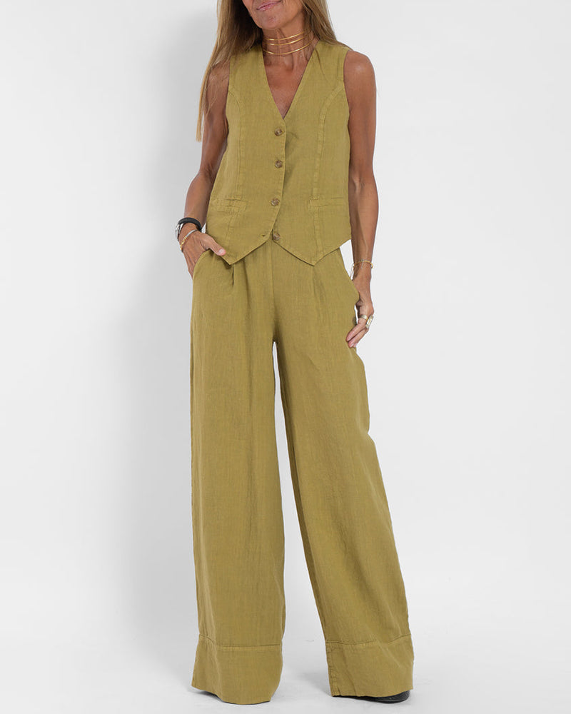 Drune | Damen Elegantes 2-teiliges Leinenset