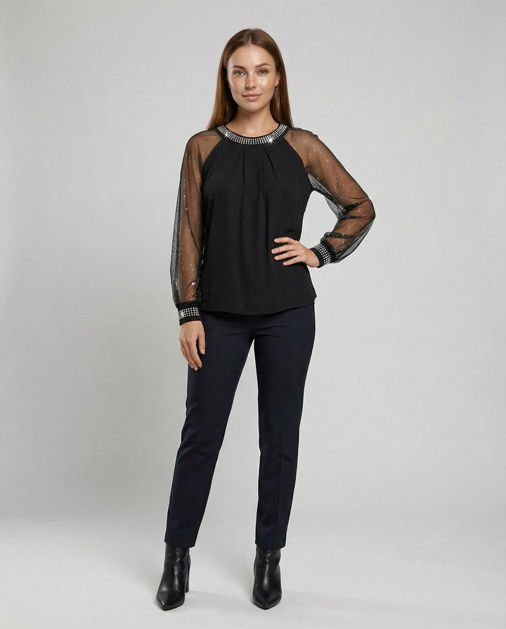 Drune | Stylisches Mesh-Top mit Pailletten