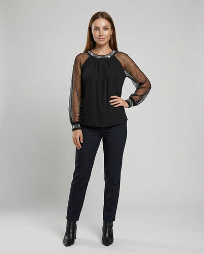 Drune | Stylisches Mesh-Top mit Pailletten