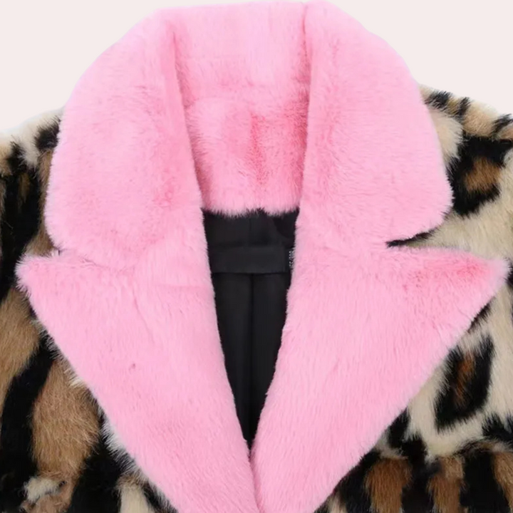 Drune | Winter Pelzmantel mit Leopardenmuster für Damen