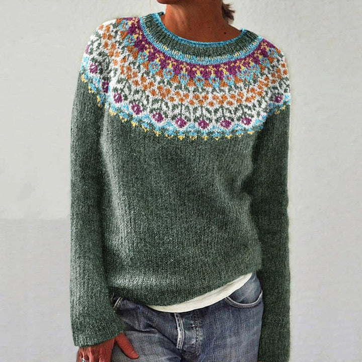 Drune |  Eleganter Tribal-Pullover mit Blumenmuster für Damen