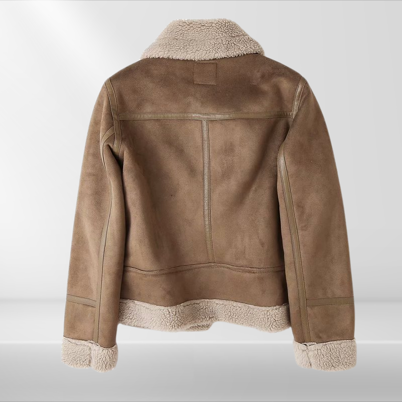 Drune | Damen Fleece Sherpa Bomberjacke mit Reißverschluss