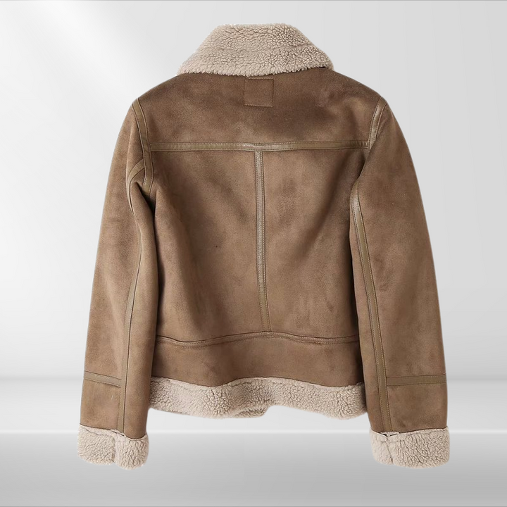 Drune | Damen Fleece Sherpa Bomberjacke mit Reißverschluss
