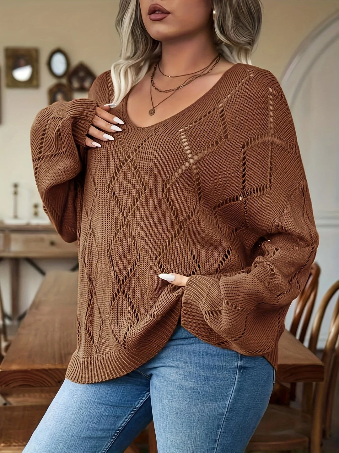 Drune | Damen Übergroßer Strickpullover in Übergröße