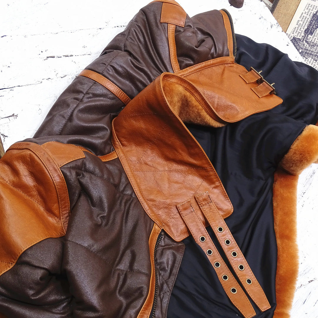 Drune | Pilotenjacke Leder mit Fell Herren