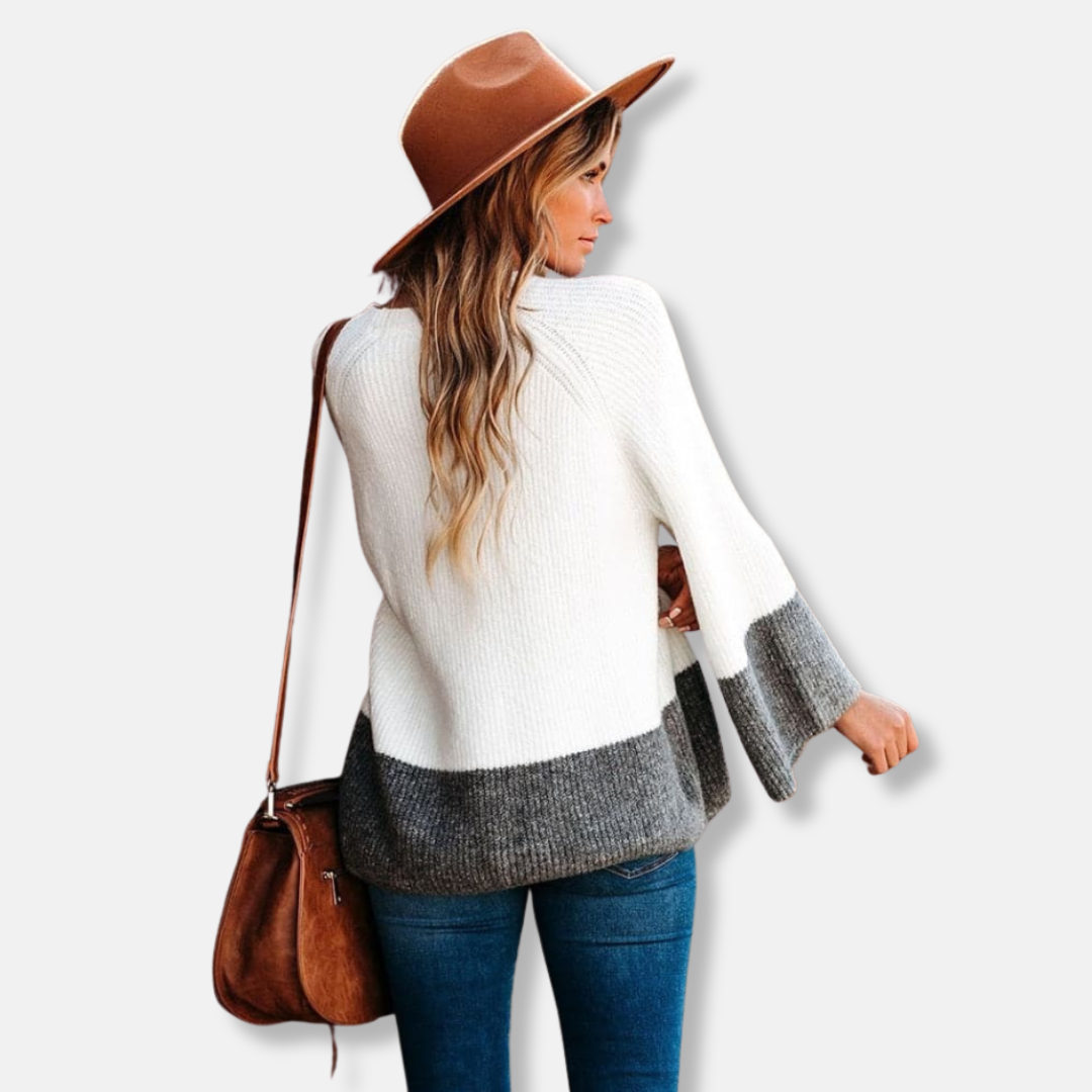 Drune | Relaxed Fit Pullover Sweater - Farbblock Crewneck Pullover