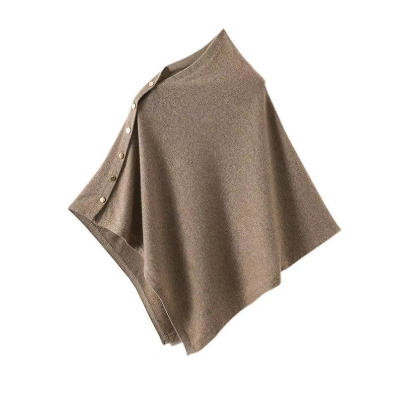 Drune | Knopfdetail Poncho - Asymmetrisches Design mit Drapiertem Schnitt