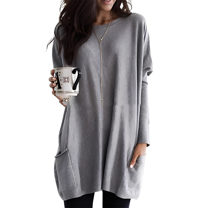 Drune | Bequemer langer Damenpullover mit Taschen