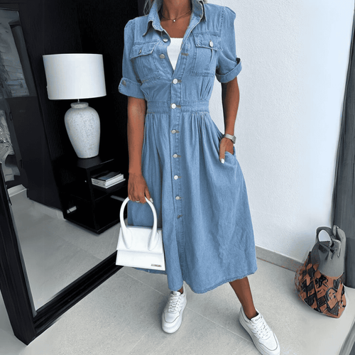 Drune | Stylische Denim Midi Kleid