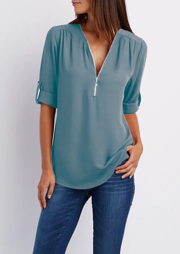 Drune | Chiffonbluse mit Reißverschluss