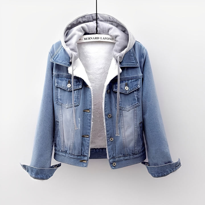 Drune | Stilvolle Jeansjacke mit abnehmbarer Kapuze für Frauen