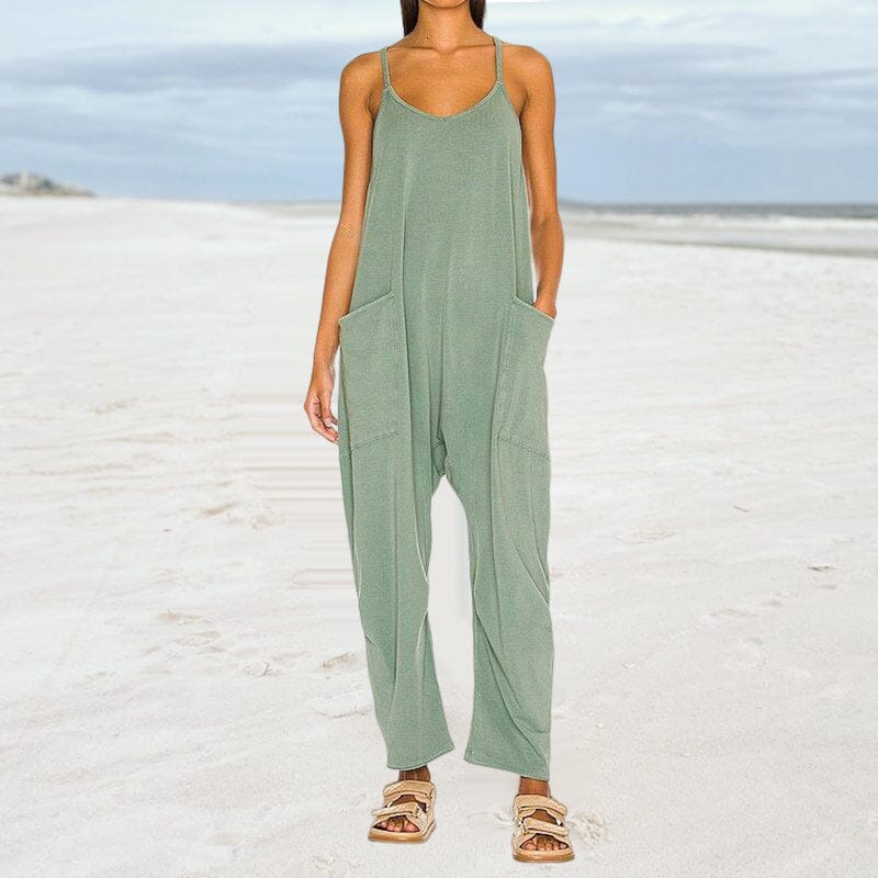 Drune | Locker Weites Bein Ärmelloser Jumpsuit Für Damen
