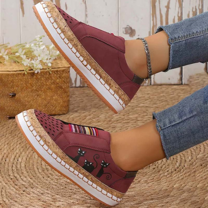Drune | Lässige Katzenmuster Schuhe