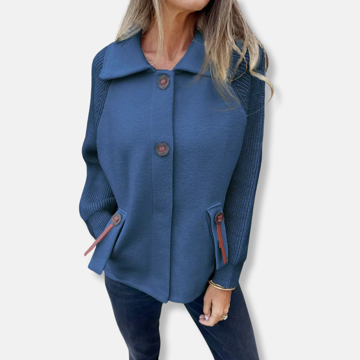Drune | Jacke - Lässiger Schnitt - Gestrickte Ärmel - Mit Revers - Knopfverschluss