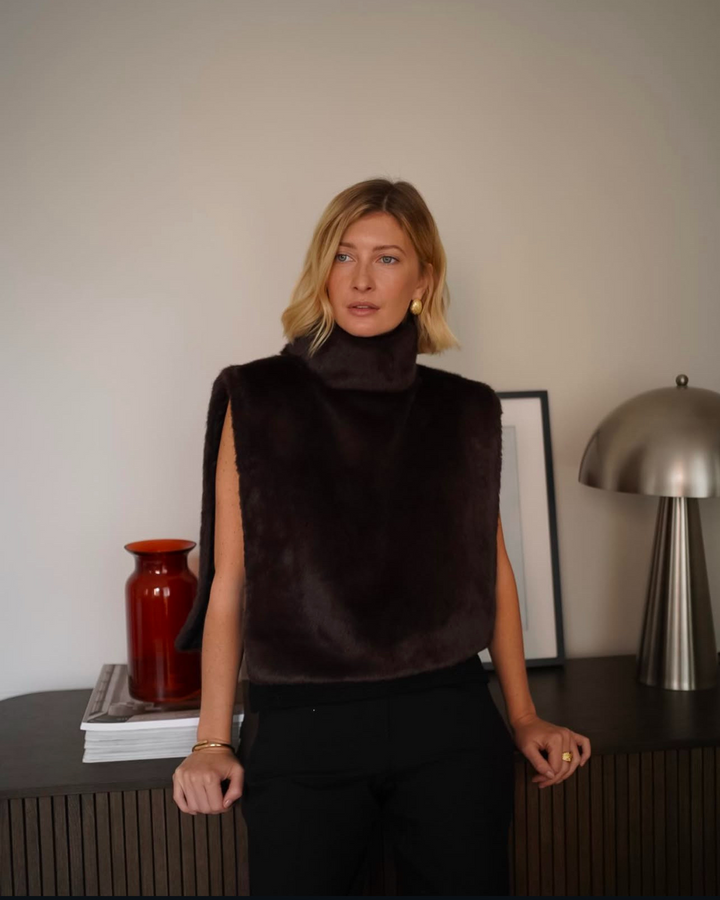 Drune | Pelz Rollkragenweste - Damen - Weich und Elegant mit Luxuriösem Aussehen