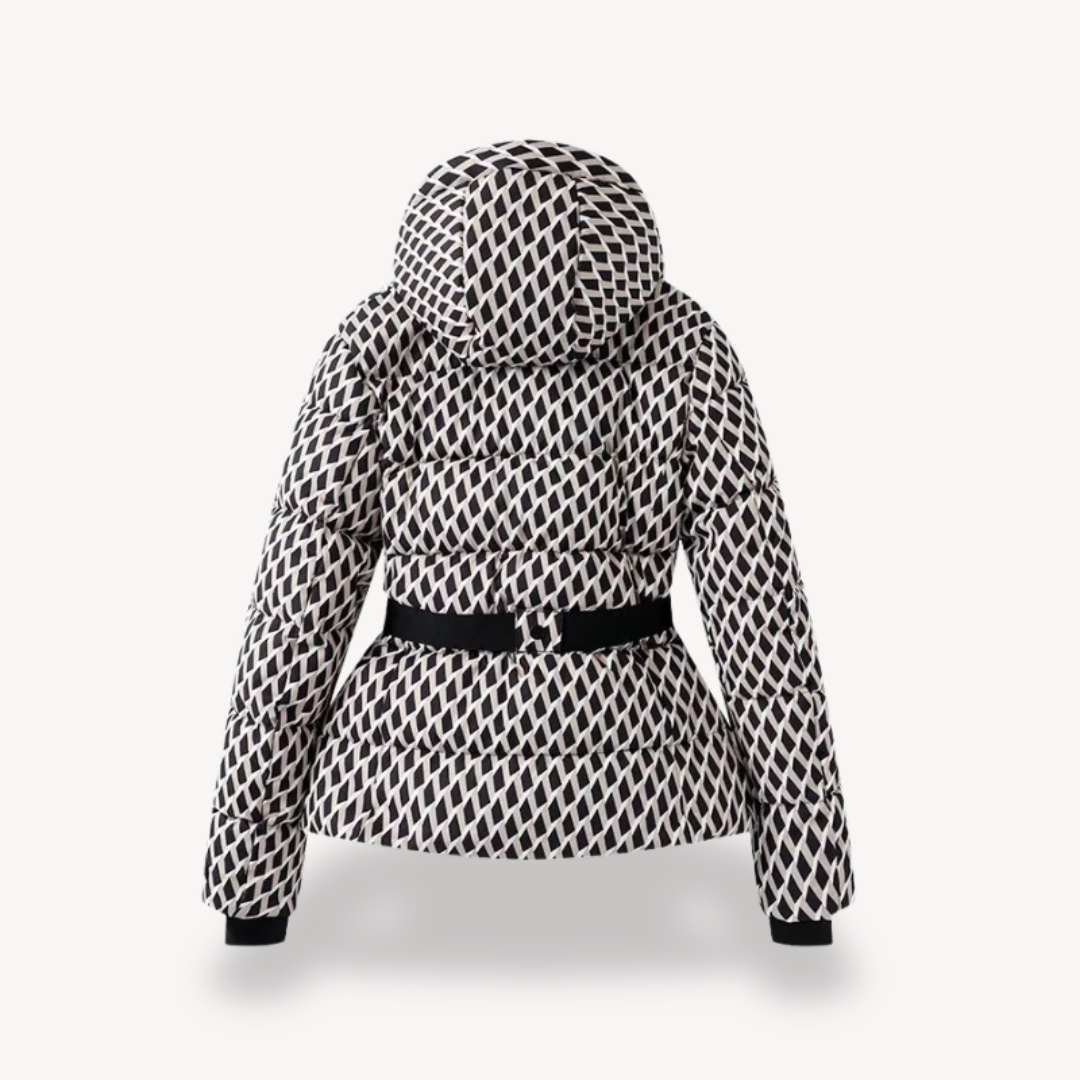 Drune | Damen Gepolsterte Daunenjacke mit Kapuze und Gürtel Gemütlicher Stil
