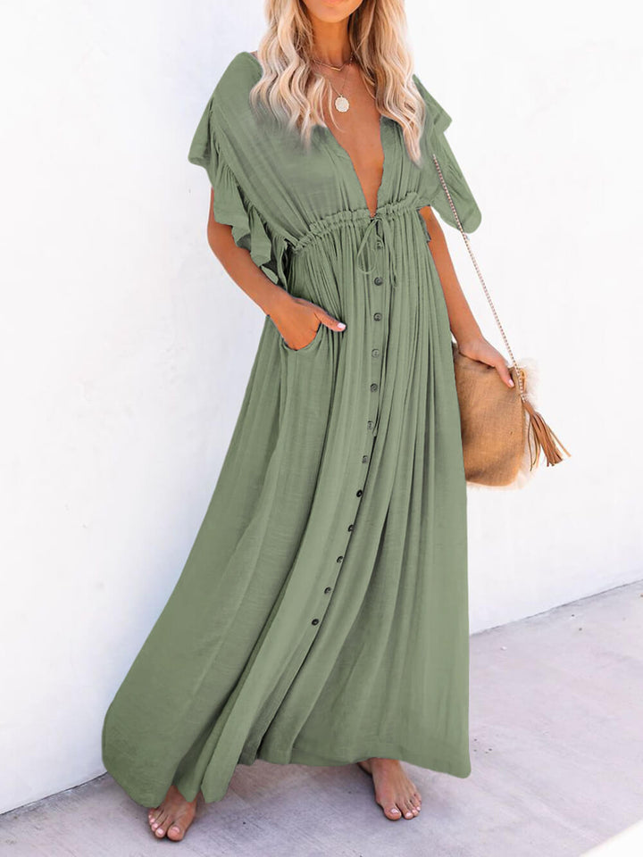 Drune | Stil Maxi Kleid mit Flatterärmeln für Frauen