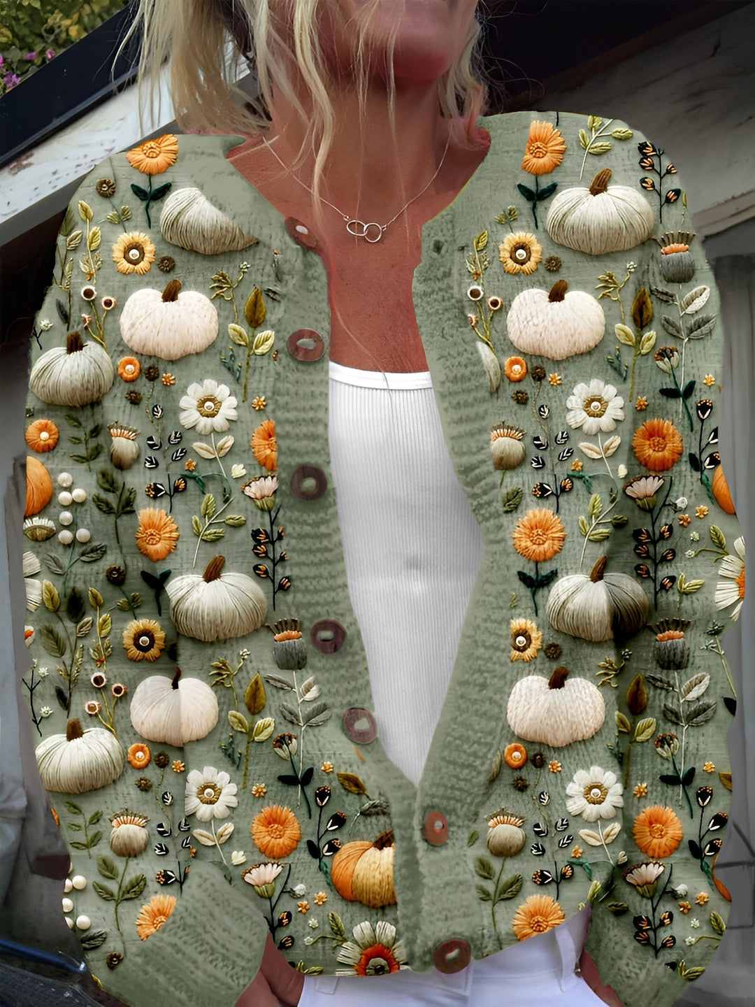 Drune | Stilvolle Strickjacke mit Blumenmuster für Frauen