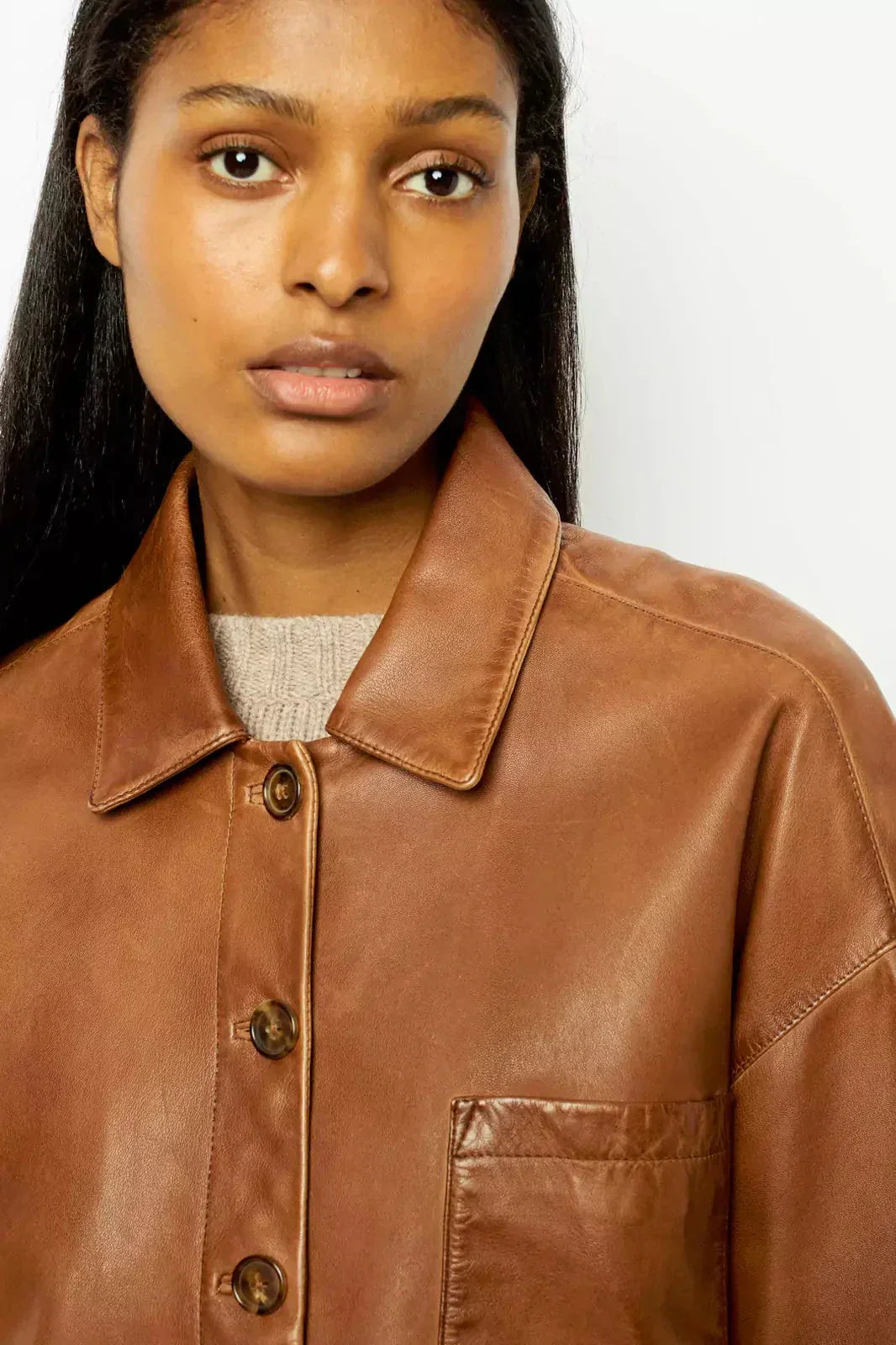 Drune | Oversized Lederjacke Weich und Stilvoll Perfekt Für Den Alltag