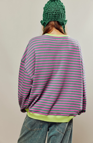 Drune | Lässiges Gestreiftes Sweatshirt Mit Kontrastierenden Akzenten Für Damen