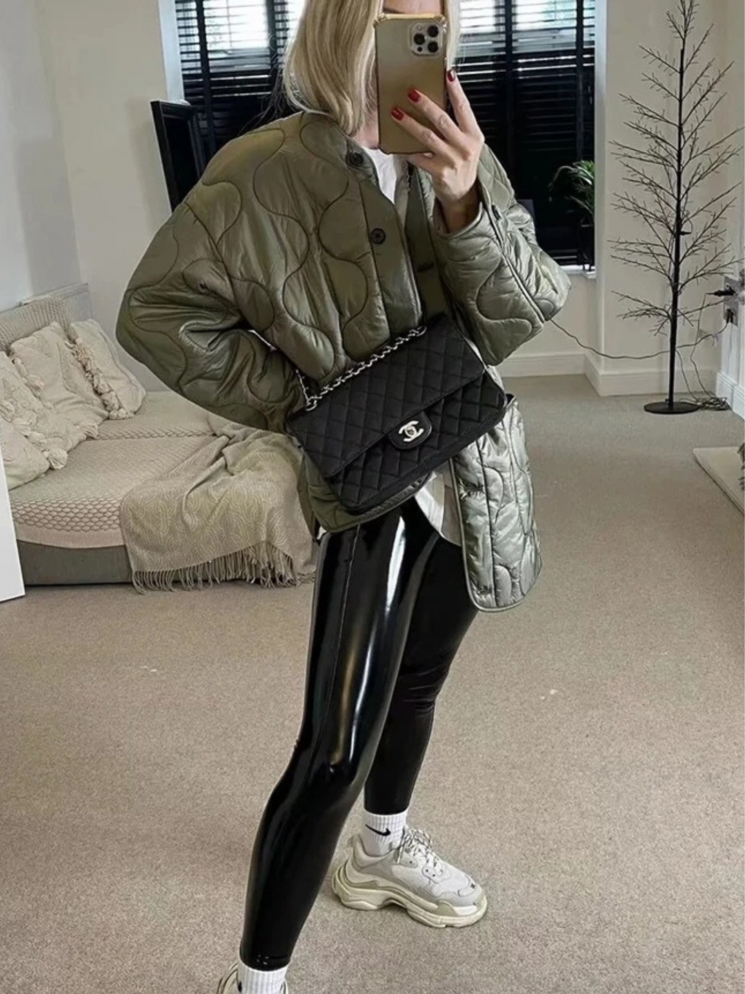 Drune | Trendy Olivgrüne Oversized Steppjacke für einen stilvollen Look Ideal für Herbst/Winter
