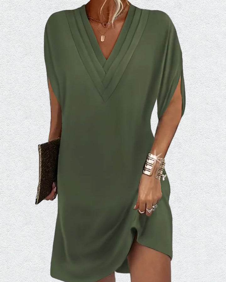 Drune | Elegantes Kleid mit offenen Ärmeln und V-Ausschnitt