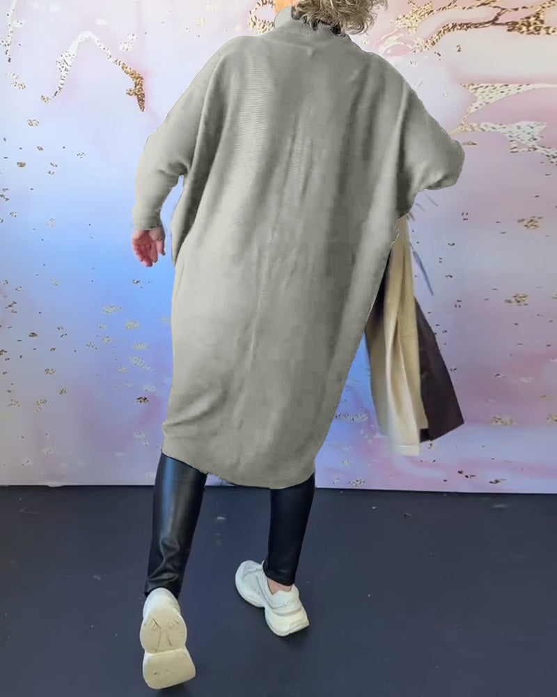 Drune | Lässiger Einfarbiger Pullover mit Hohem Kragen und Langen Ärmeln