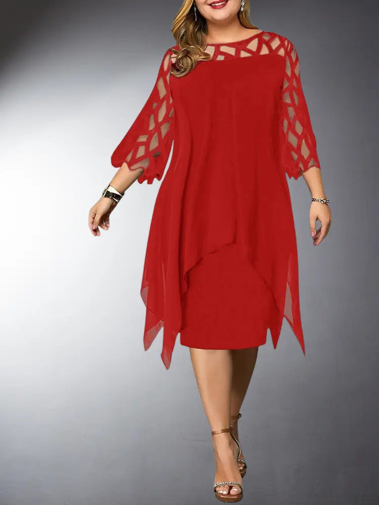 Drune | Elegantes Plus Size Spitzen Midi Kleid