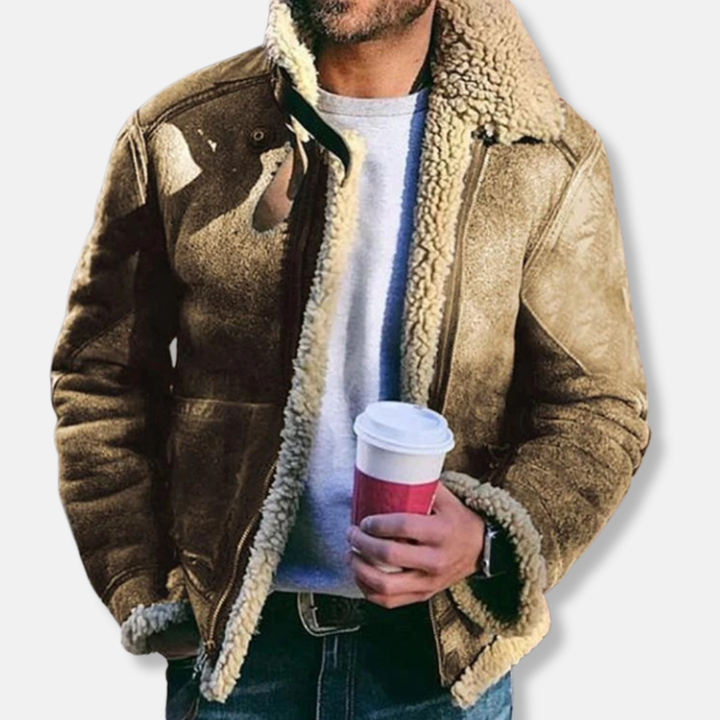 Drune | Wildleder Aviatorjacke - Mit Schaffell gefütterte Kragenjacke