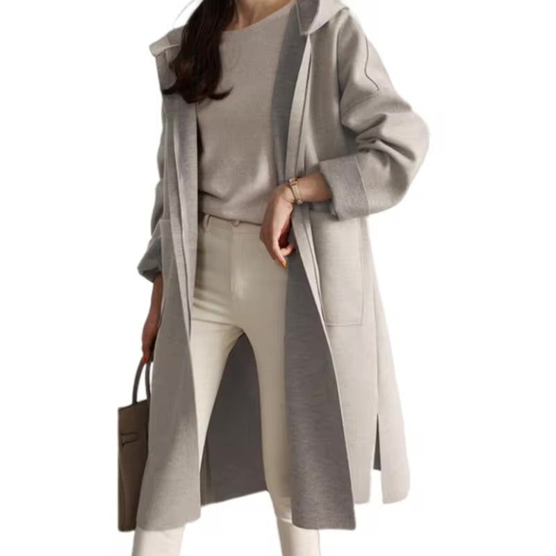 Drune | Long coat with hood and open design