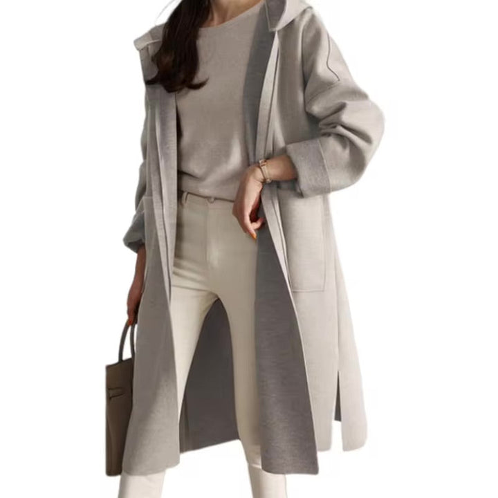 Drune | Long coat with hood and open design