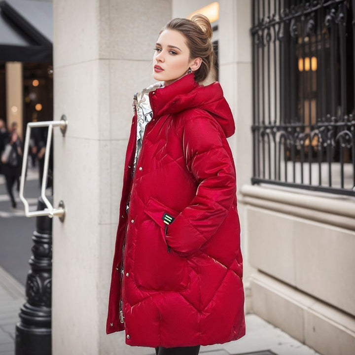 Drune | Coole Glänzende Lockere Mittellange Baumwolljacke