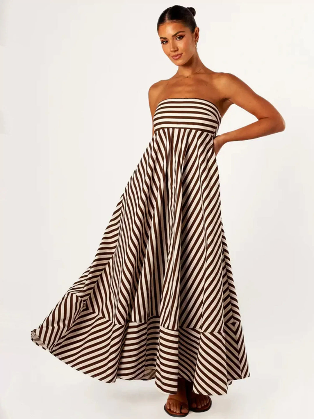 Drune | Trägerloses Gestreiftes Maxikleid für Frauen