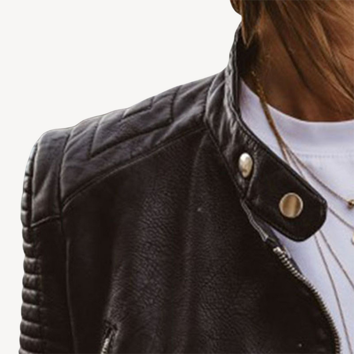 Drune | Schwarze Lederbikerjacke für Frauen