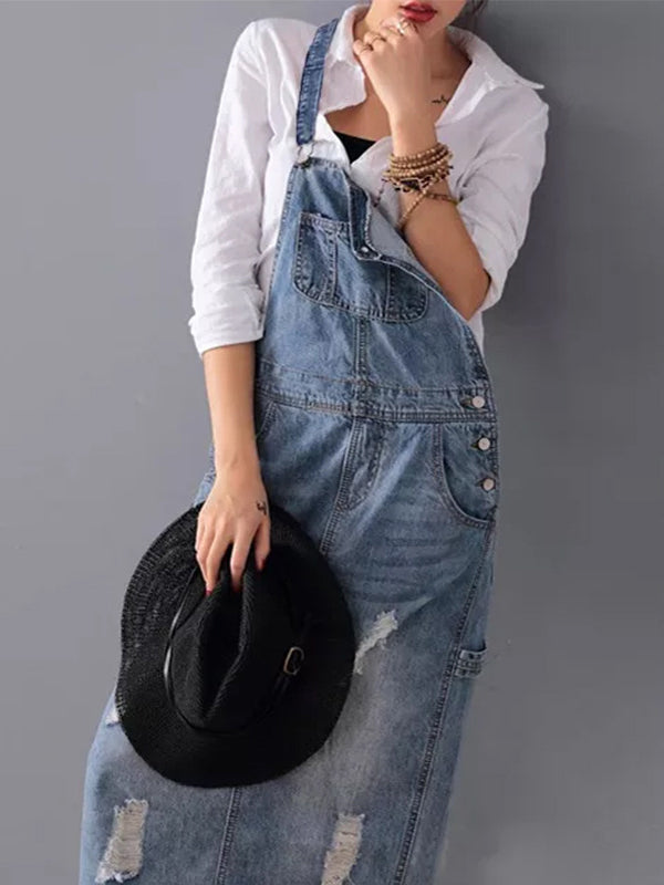 Drune | Lässiges Denim-Latzkleid
