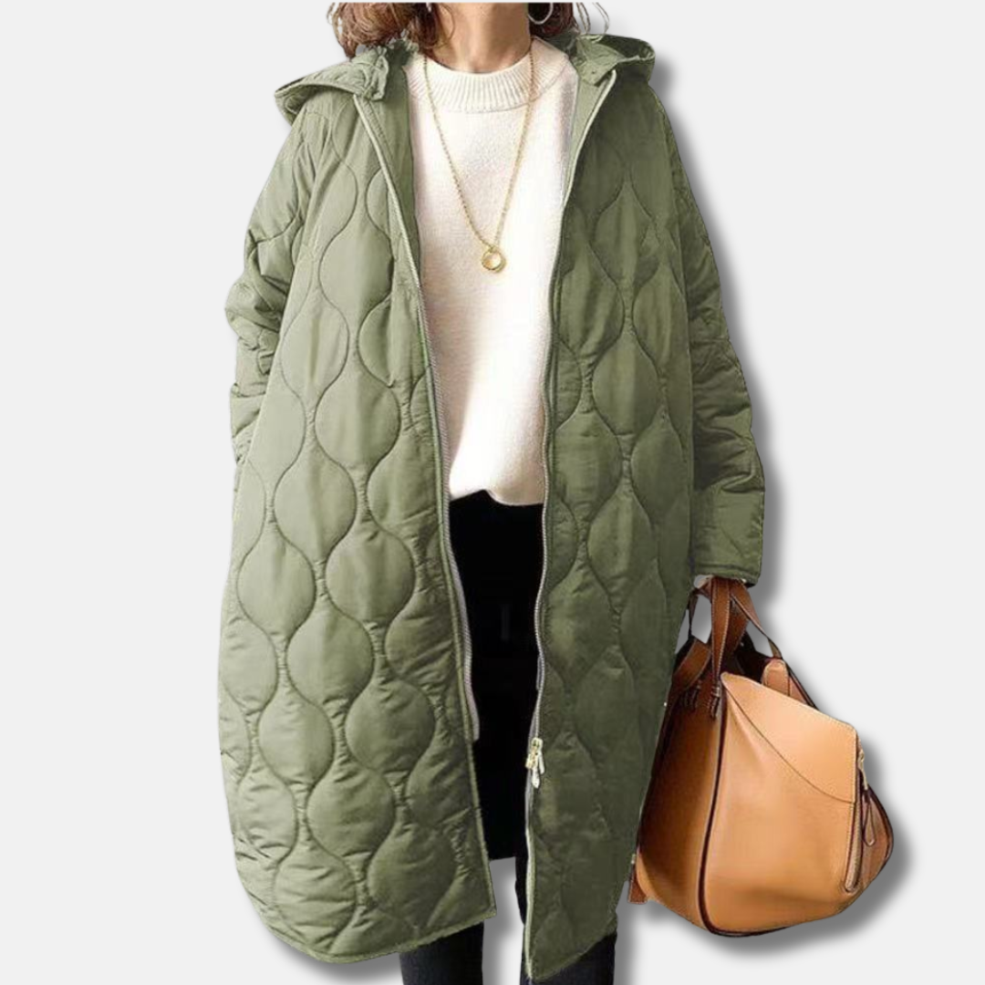 Drune | Steppjacke Übergroß Fit Lange Länge Kapuze und Reißverschluss