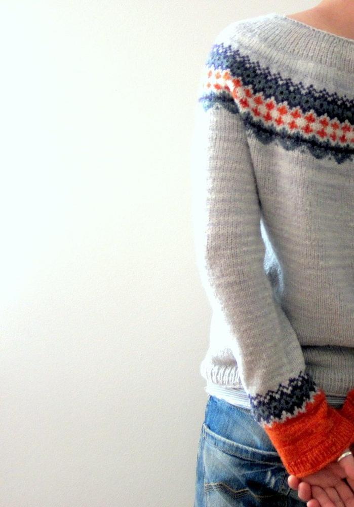 Drune | Grau Strickpullover mit Farbenfrohem Muster Wollmischung Warm und Bequem