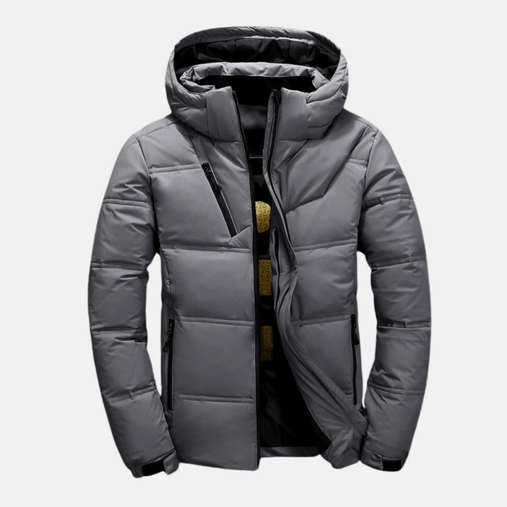 Drune | Pufferjacke Ge Quiltetes Design mit Kapuze Verstellbare Ärmel mit Reißverschlusstaschen