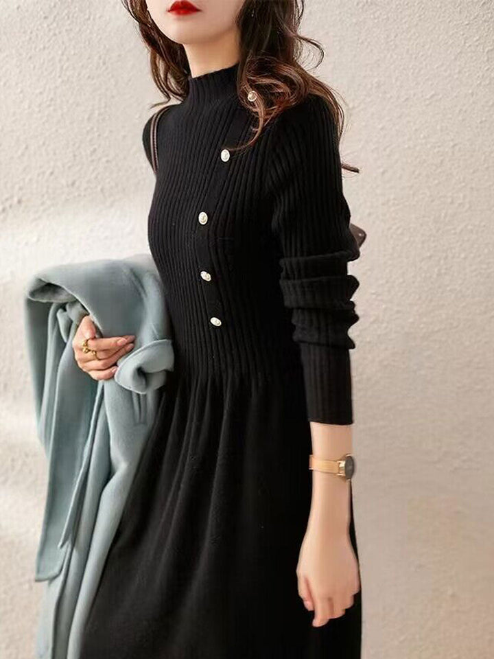 Drune | Kleid - Elegantes Rollkragen Strickkleid