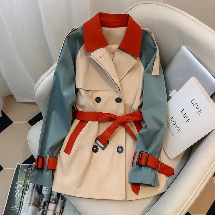 Drune | Damen Trenchcoat mit Farbblockierung